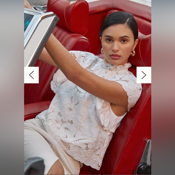 Anthropologie The Lainie High-Neck Lace Cutwork Blouse Size Medium - Picture 2 of 12